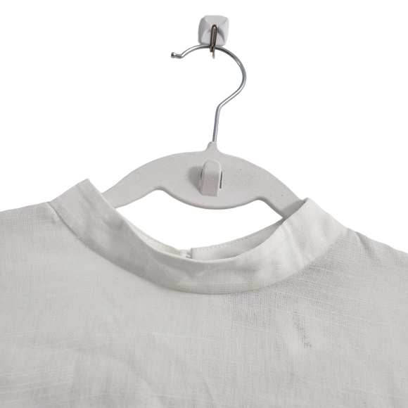 Finders Keepers Blouse 4 Ivory White Lattice Long Sleeve Crop Top Sample - Picture 4 of 13